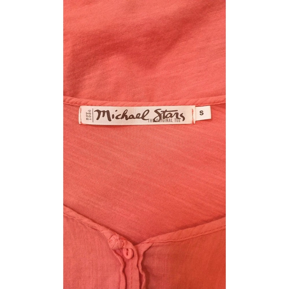 Michael Stars Coral Cotton Slub Knit Shirt Dress Drawstring Waist Casual Small‎ - Picture 7 of 10